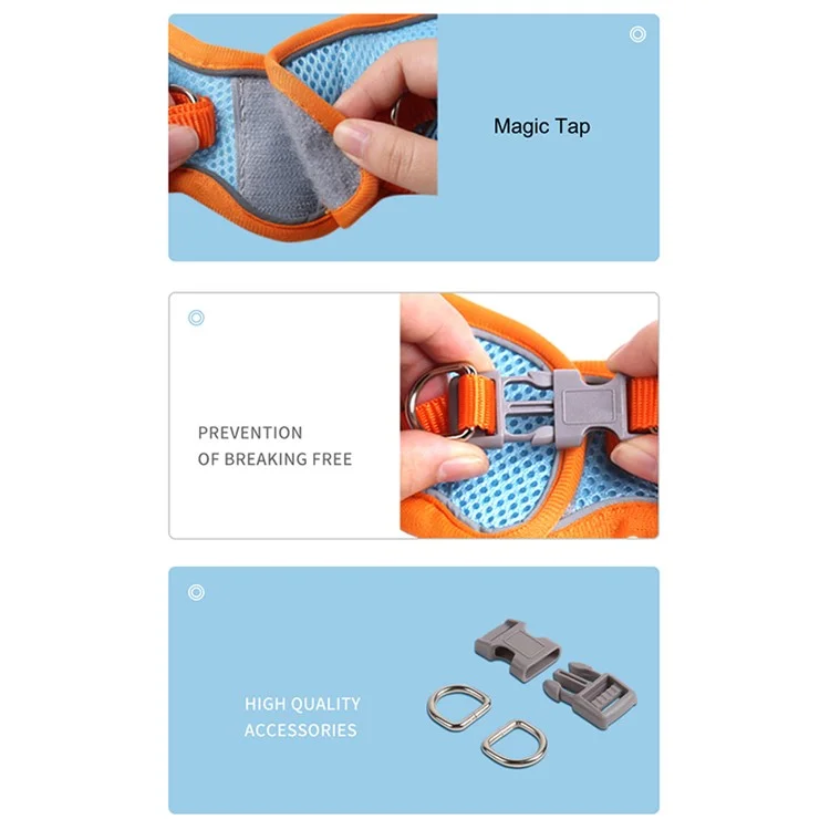 Arnés reflectante de malla transpirable para perros y gatos, talla S - Gris lino