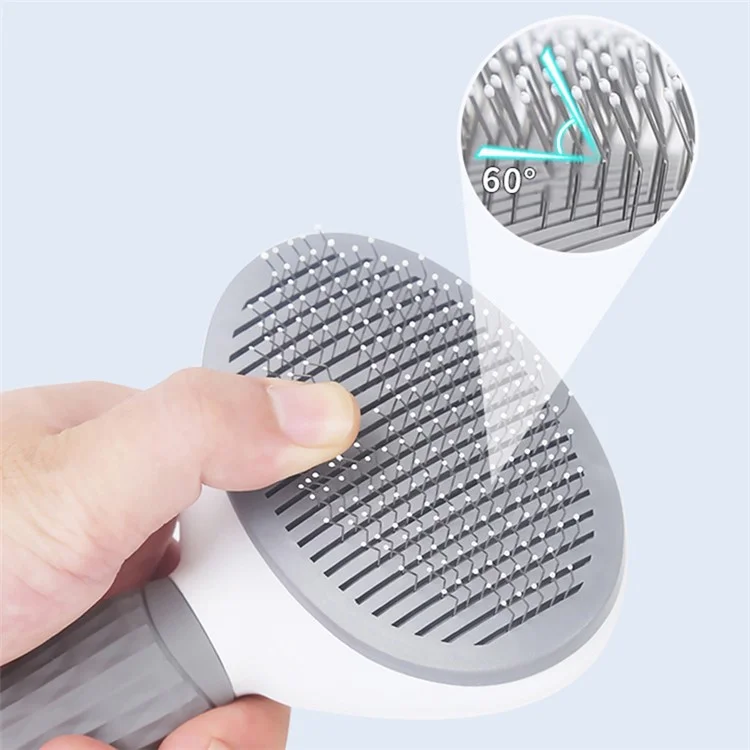 Self-Cleaning Cat Dog Brush Tangled Hair Cleaning Pet Grooming Comb with Plastic Handle - Pink