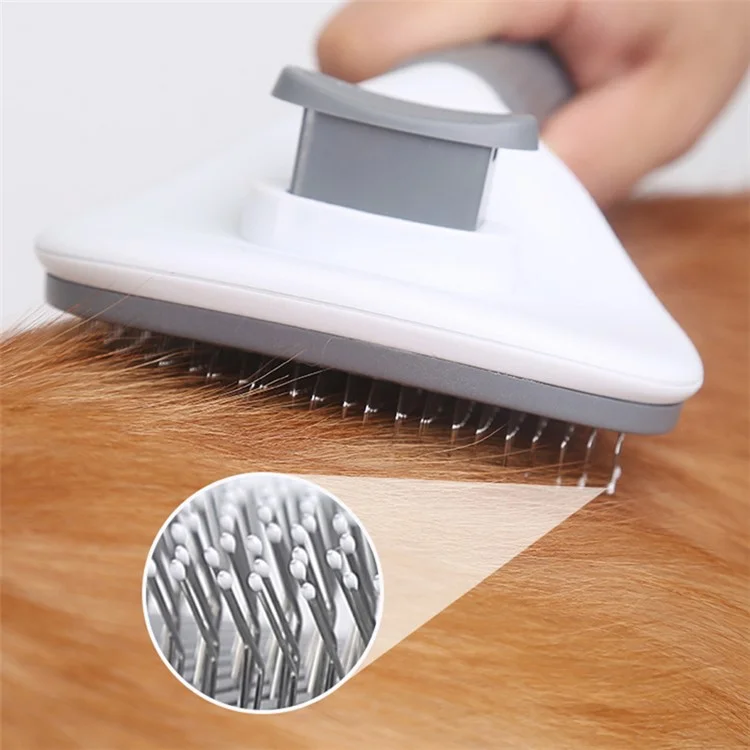 Self-Cleaning Cat Dog Brush Tangled Hair Cleaning Pet Grooming Comb with Plastic Handle - Pink