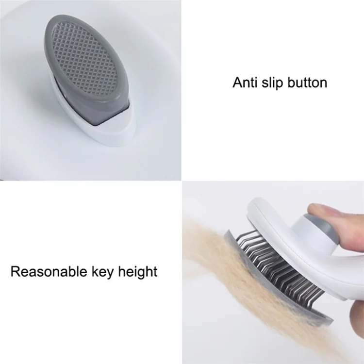 Self-Cleaning Cat Dog Brush Tangled Hair Cleaning Pet Grooming Comb with Plastic Handle - Pink