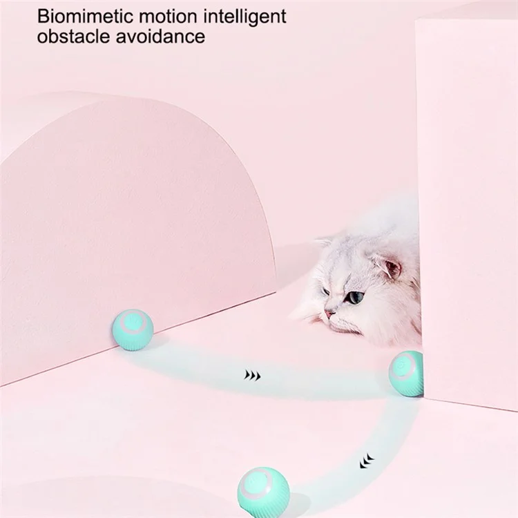 Automatic Rolling Electric Cat Ball ABS+Silicone KittenToy for Indoor Interactive Playing Training - Green