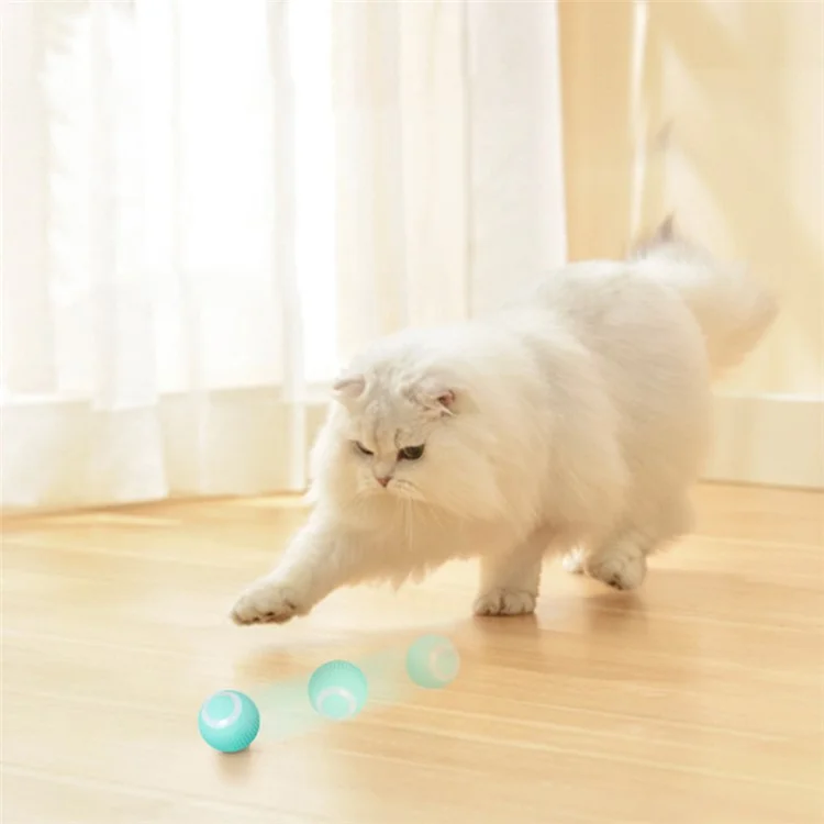 Automatic Rolling Electric Cat Ball ABS+Silicone KittenToy for Indoor Interactive Playing Training - Green