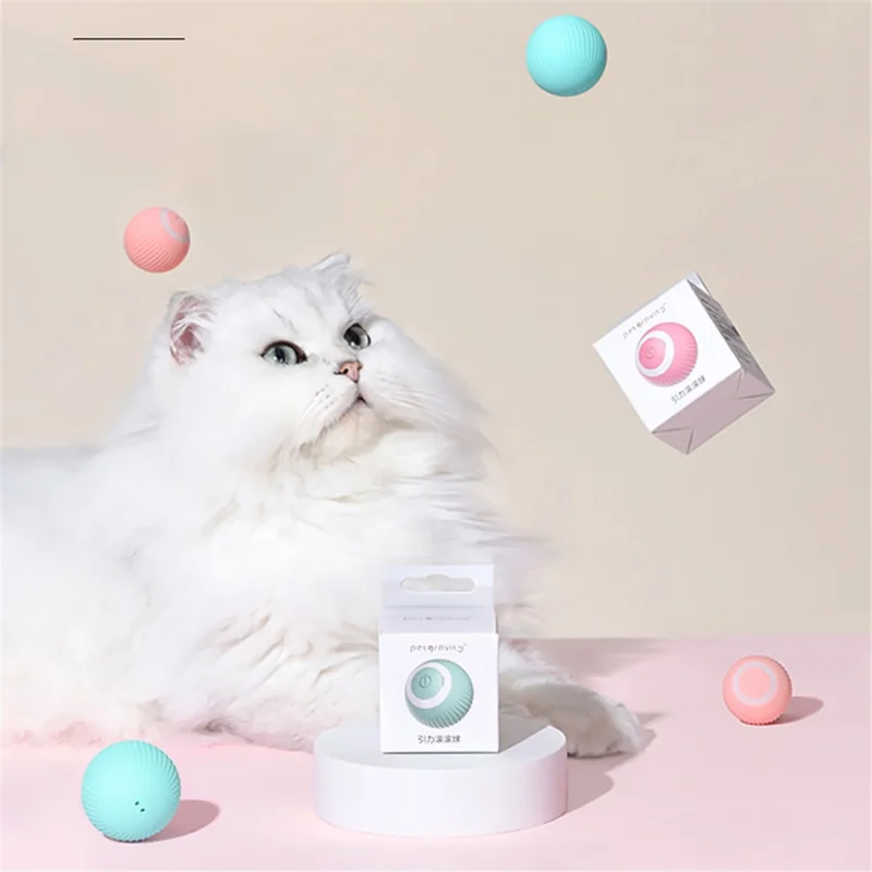 Bola Elétrica Automática para Gatos em ABS+Silicone, Brinquedo para Gatinhos, Presente para Interação e Treino em Ambientes Interiores - Cor-de-rosa
