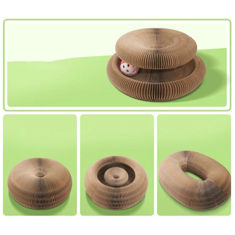 Cartone ondulato Interactive Magic Organ Consiglio di graffio per gatti con campanello Claw Grinding Toy - Dark Wood Grain / Magnetico