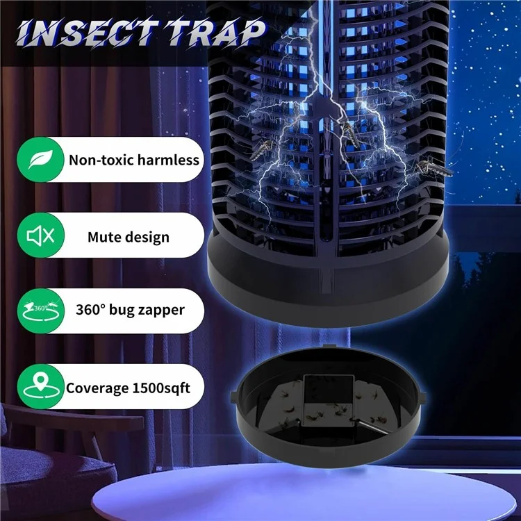 Lampe anti-moustiques photocatalytique électrique QH50T 20W pour intérieur / extérieur - Prise UE 220V