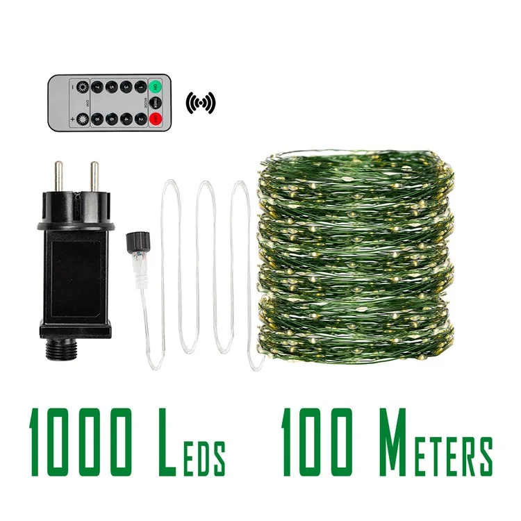 100m 1000 Leds 8 Modes IP44 Waterproof Copper Wire String Light Outdoor Decoration - Warm White