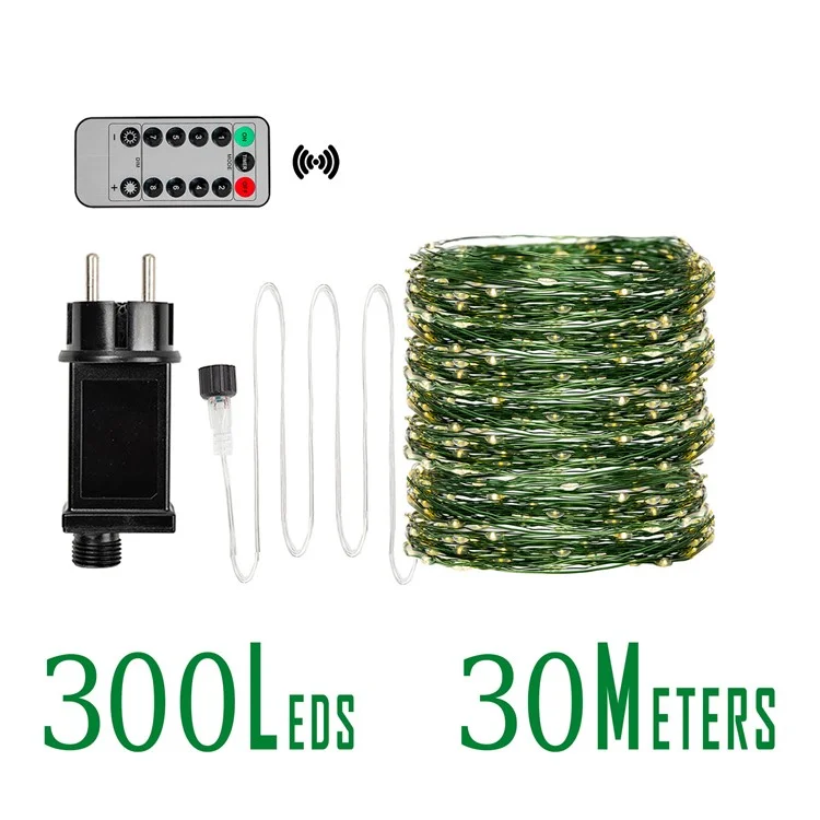 30m 300 Leds 8 Modes IP44 Waterproof Copper Wire String Light Outdoor Decoration - Warm White