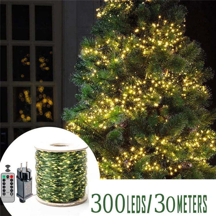 30m 300 Leds 8 Modes IP44 Waterproof Copper Wire String Light Outdoor Decoration - Warm White