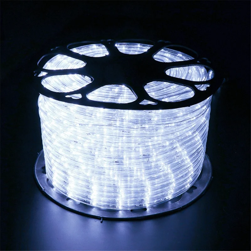 100m IP68 Waterproof 8 Modes 220V PVC LED Strip Light Outdoor Decor, Constant Light EU Plug - White