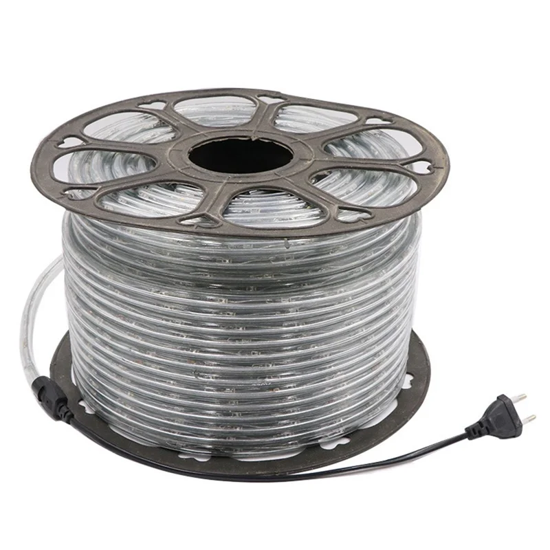 100m IP68 Waterproof 8 Modes 220V PVC LED Strip Light Outdoor Decor, Constant Light EU Plug - White