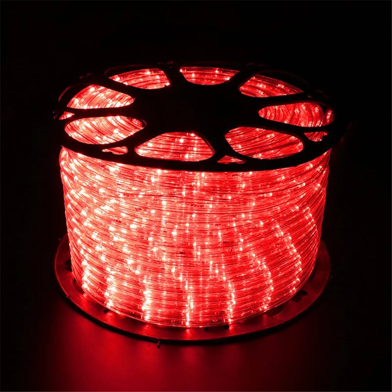 100m IP68 Waterproof 220V Flexible PVC LED Strip Light Outdoor Decor, 8 Modes EU Plug - Red