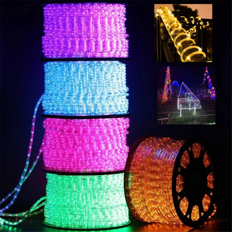 100m IP68 Waterproof 220V Flexible PVC LED Strip Light Outdoor Decor, 8 Modes EU Plug - Red