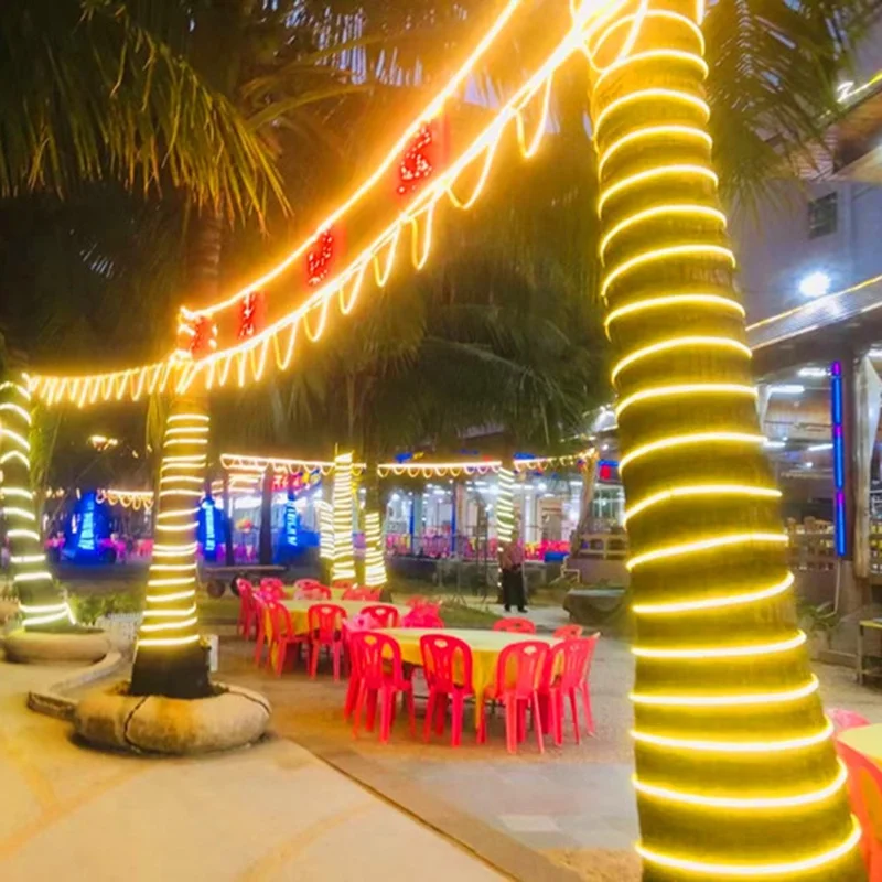 100m IP68 Waterproof 220V Flexible PVC LED Strip Light Outdoor Decor, 8 Modes EU Plug - Red
