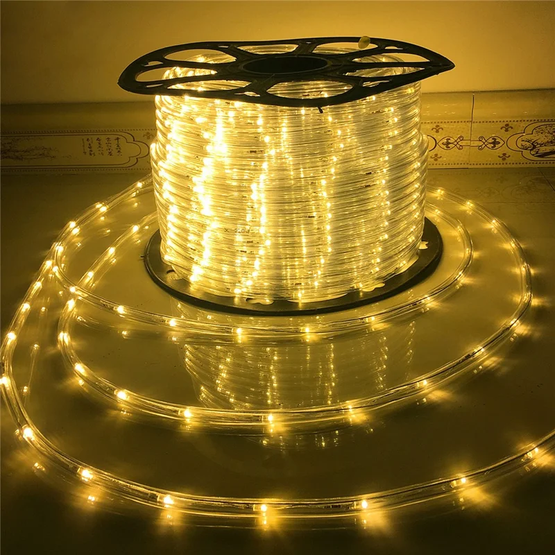 100m IP68 Waterproof 220V Flexible PVC LED Strip Light Outdoor Decor, 8 Modes EU Plug - Red