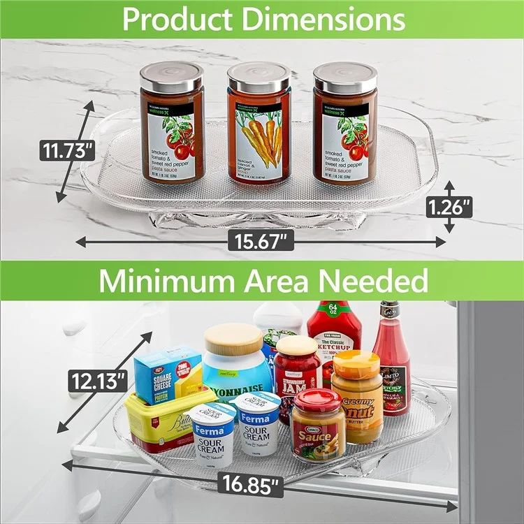Présentoir de cuisine rotatif de rangement en PET transparent, organisateur de réfrigérateur gain de place