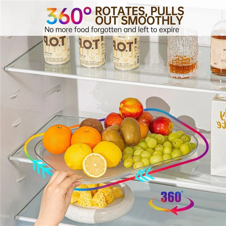 Présentoir de cuisine rotatif de rangement en PET transparent, organisateur de réfrigérateur gain de place