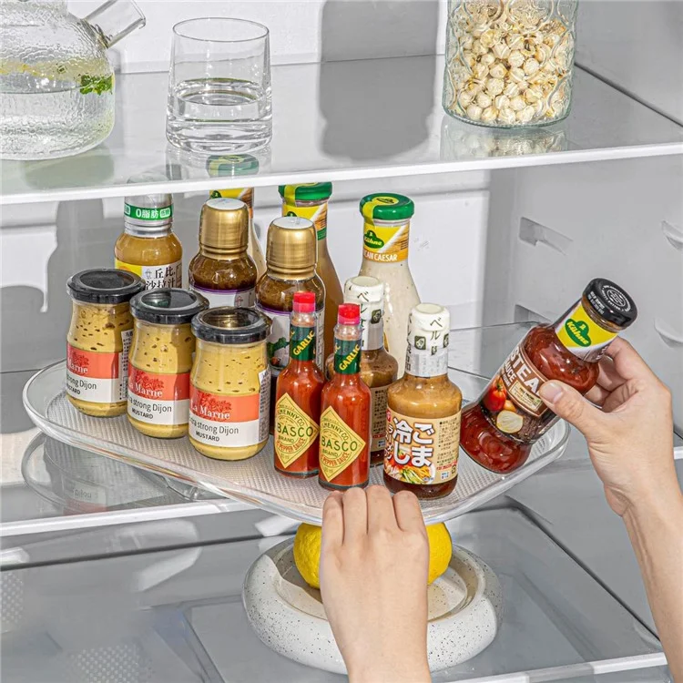 Présentoir de cuisine rotatif de rangement en PET transparent, organisateur de réfrigérateur gain de place