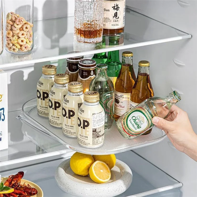 Présentoir de cuisine rotatif de rangement en PET transparent, organisateur de réfrigérateur gain de place