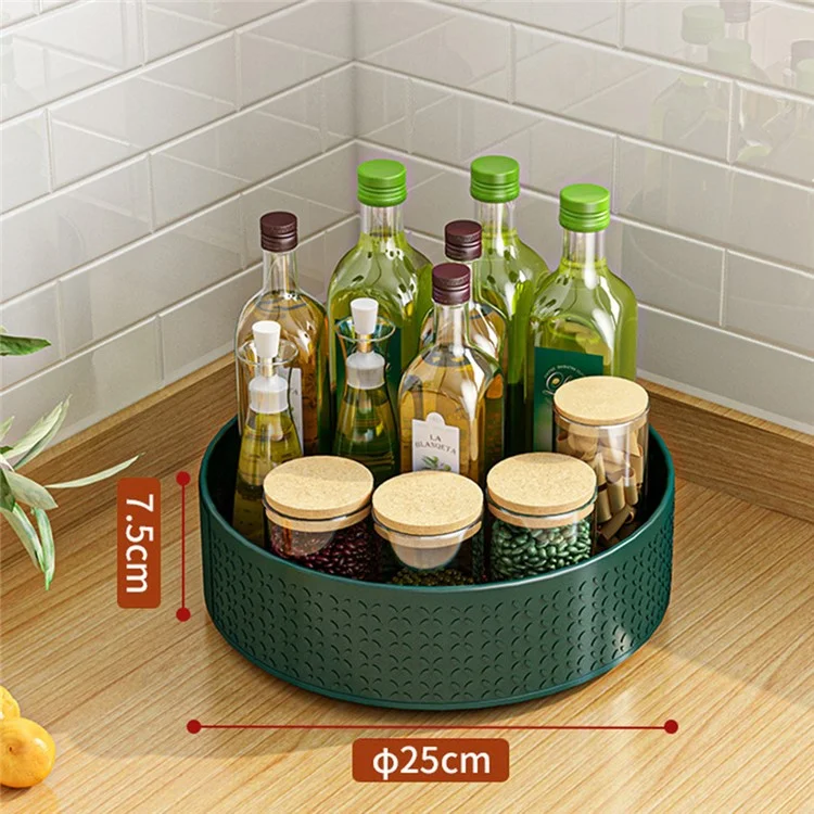Single Tier Rotating Spice Rack Kitchen Countertop Organizer 360 Degree Turntable Storage Tray - Green