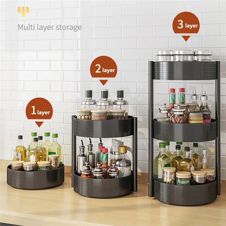 Single Tier Rotating Spice Rack Kitchen Countertop Organizer 360 Degree Turntable Storage Tray - Green