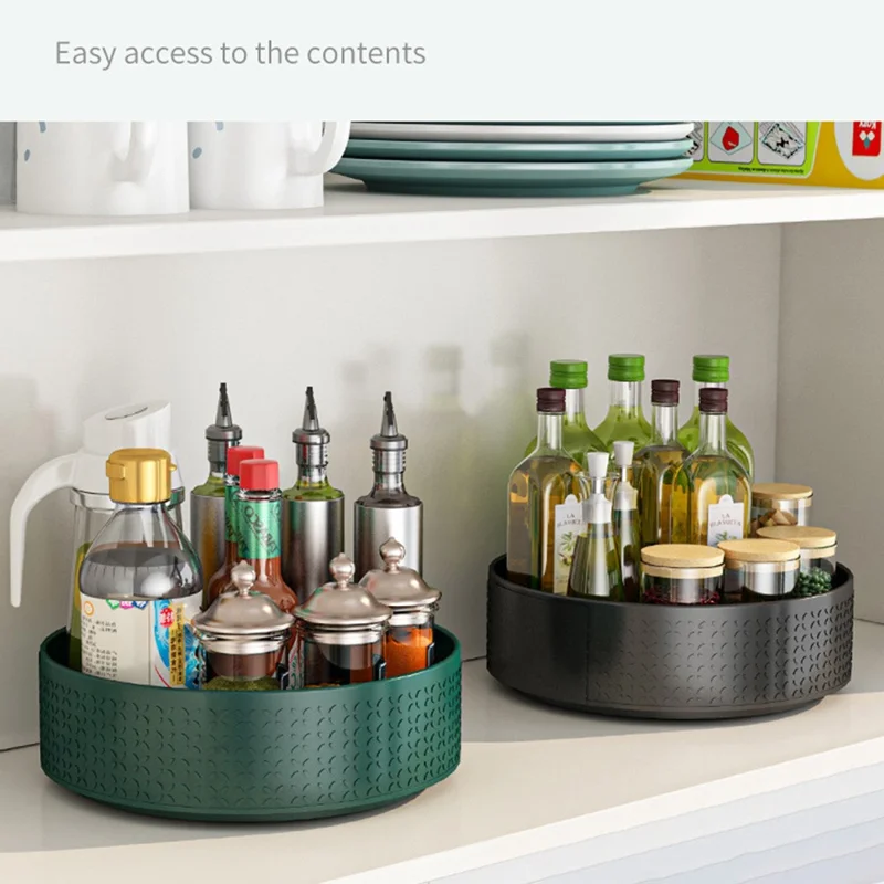 2 Tier Rotating Spice Rack Kitchen Countertop Organizer 360 Degree Rotating Storage Shelf for Condiments - White