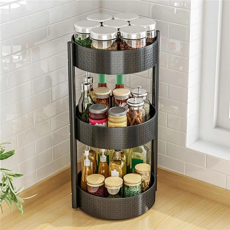 3 Tier Rotating Spice Rack Kitchen Countertop Organizer 360 Degree Turntable Storage Shelf
