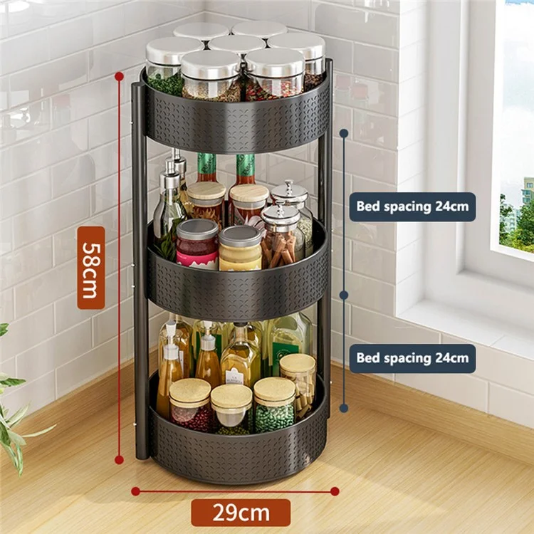 3 Tier Rotating Spice Rack Kitchen Countertop Organizer 360 Degree Turntable Storage Shelf