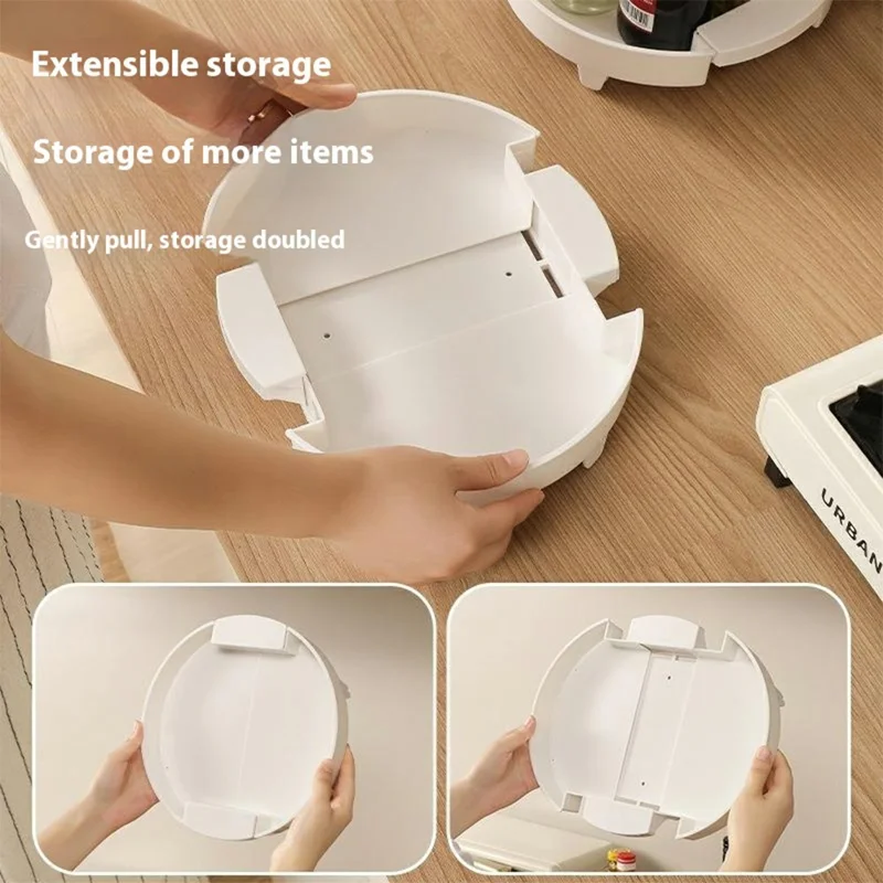 Kitchen Spice Rack Expandable Organizer Turntable Storage Holder for Condiments / Oils / Sauces