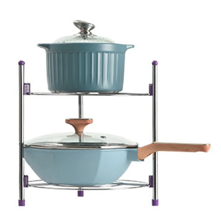Estante organizador de acero al carbono de doble capa para cocina, que ahorra espacio para woks / cacerolas / sartenes