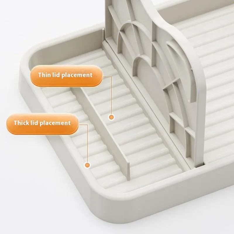 Kitchen Utensil Organizer Foldable Wall-Mounted Countertop Shelf Pot Lid Holder Storage Rack - Grey