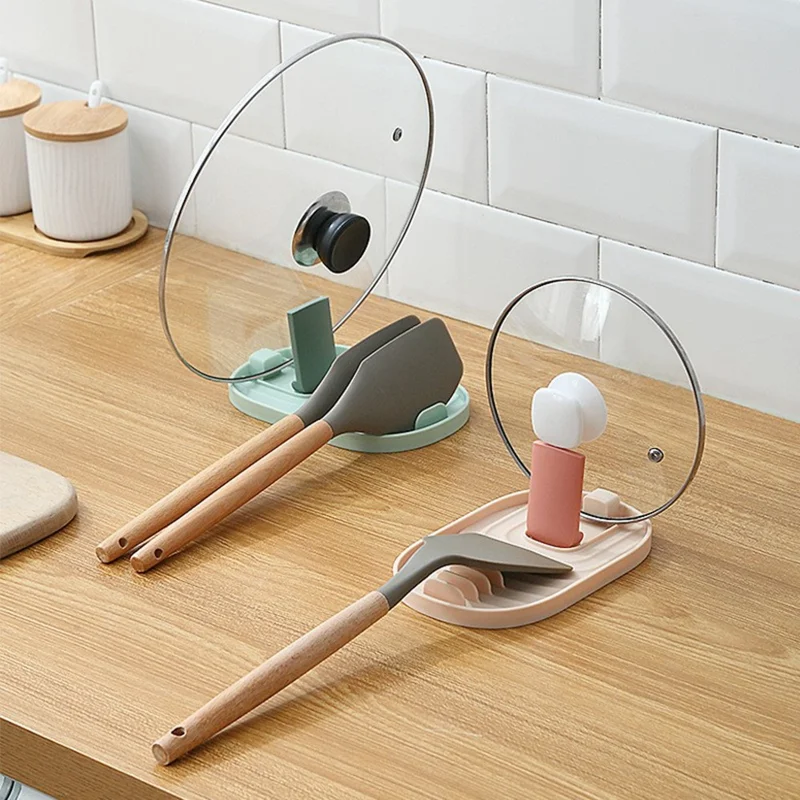 Kviklås grydelåg og spatelholder, alsidig køkkenorganizer til viskestokke - Grøn