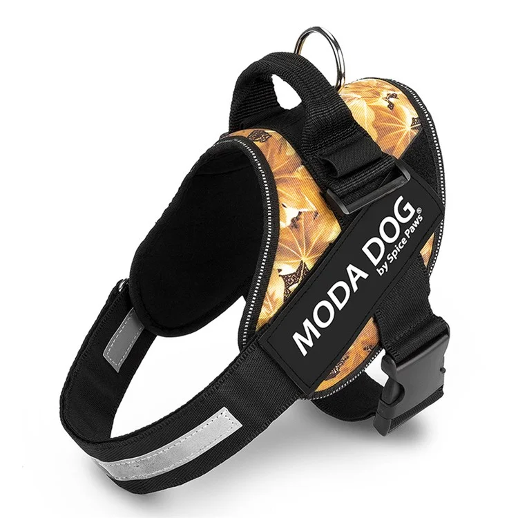 Moda Dog H047 Size M, Средний/большой Жгут Для Собак Боковой Жилет Anti-Rush Easy Control Grap с Отражающим Ремнем - Лесные Листья