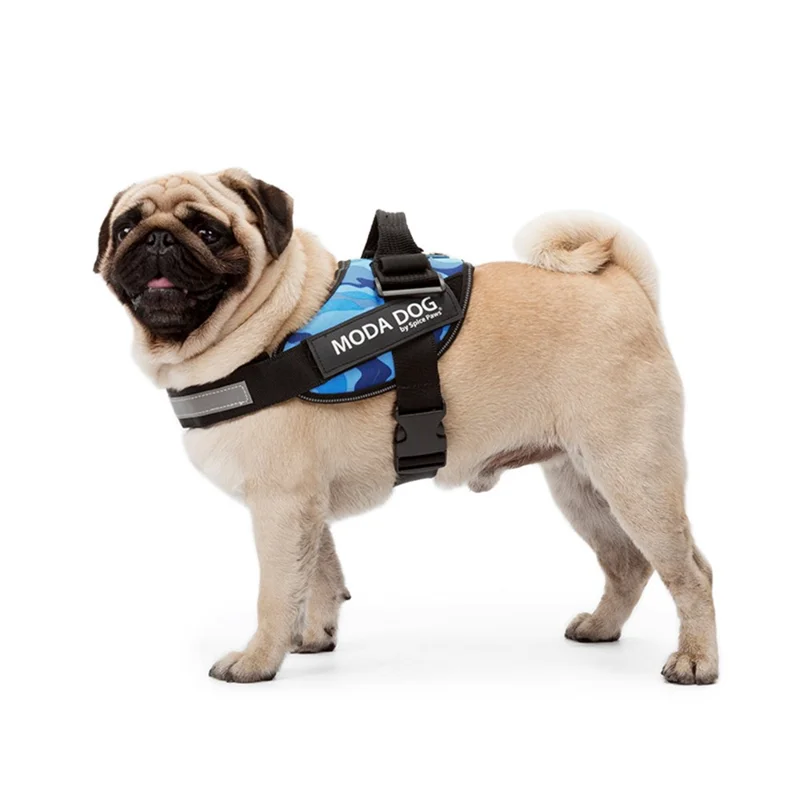 MODA DOG H047 Size L, No Pull Medium / Large Dog Harness Gift Easy Walk Anti-Rush Easy Control Safety Pet Vest - Camo Ocean - Blue