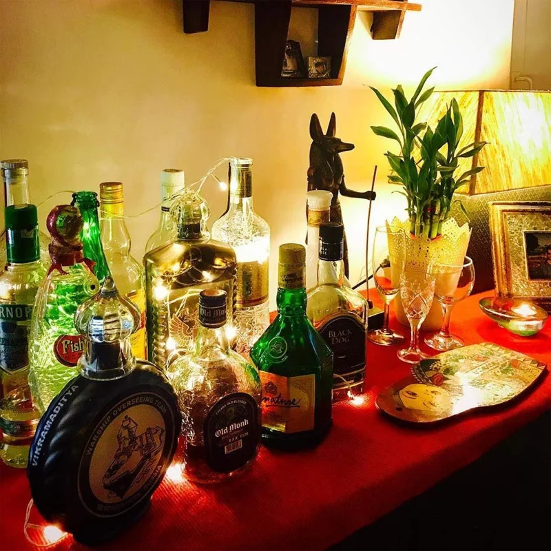 10Pcs Copper Wire 2m Wine Bottle Plug String Light LED Waterproof Festival Lighting Decor with 10Pcs Extra Batteries - White