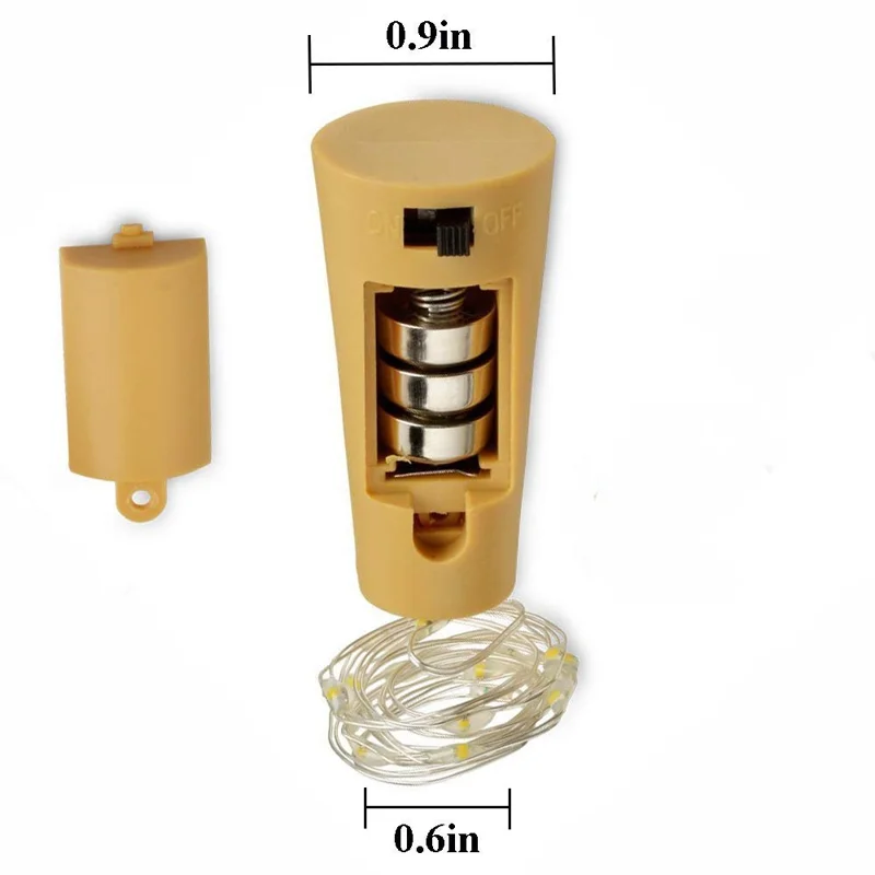 10Pcs Copper Wire 2m Wine Bottle Plug String Light LED Waterproof Festival Lighting Decor with 10Pcs Extra Batteries - White