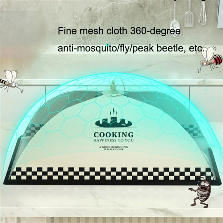 Couverture Alimentaire Pliable de 70 cm - Parapluie de Table Anti-Moustique Mesh Food Tent - Lettres Anglaises+Fumée