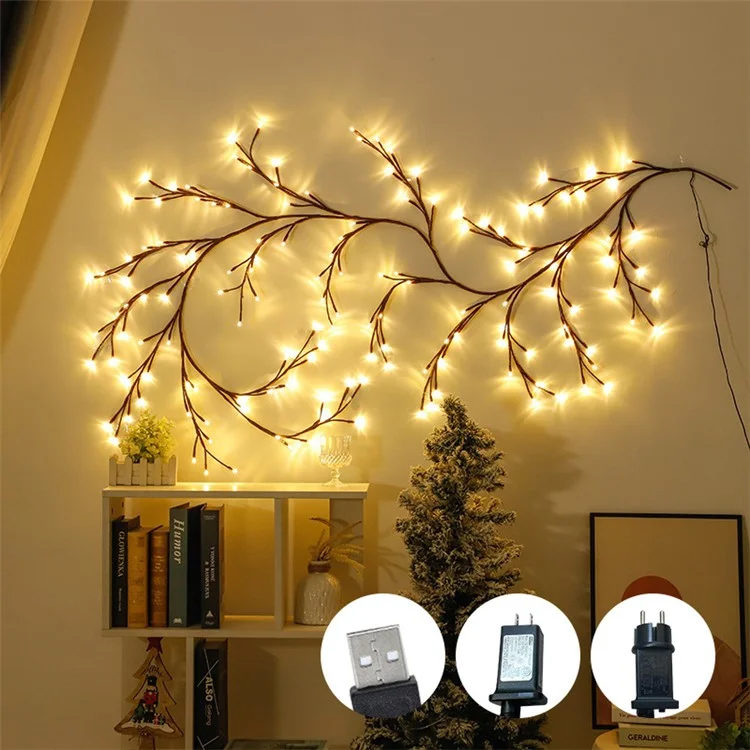 USB Powered Willow Vine LED Light DIY Room Decor Artificial Plants Tree Branches Lamp