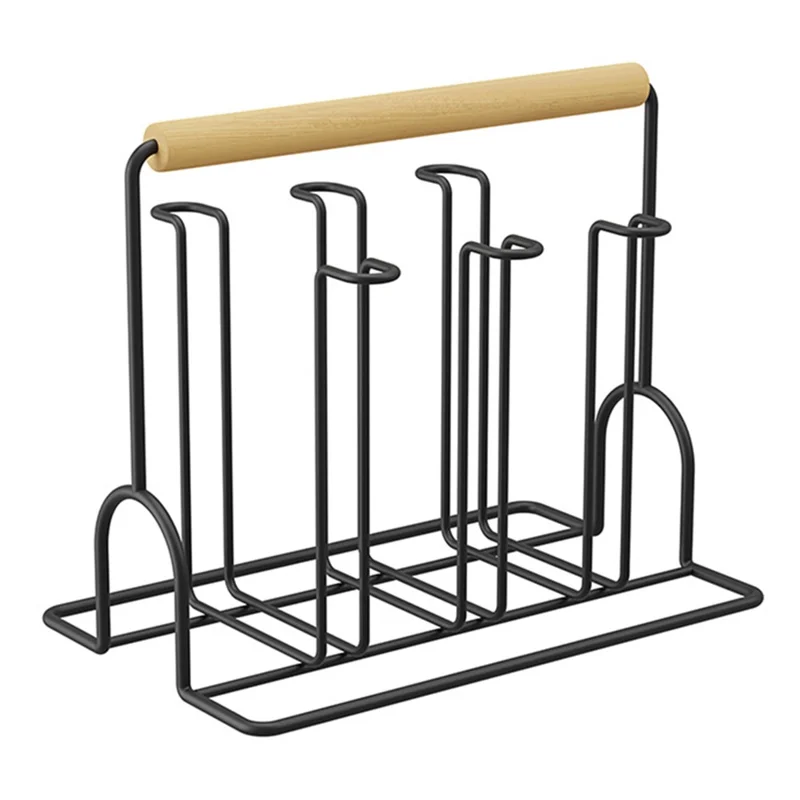 Iron Drying Rack Water Bottle Cup Coffee Mug Drying Drainer Stand (BPA-Free, No FDA) - Black
