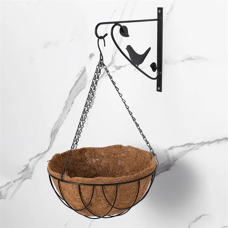 001-YZ01 12-inch Hanging Flower Pot Basket with Coir Liner Garden Decor (Semi-circular Mesh Shape)