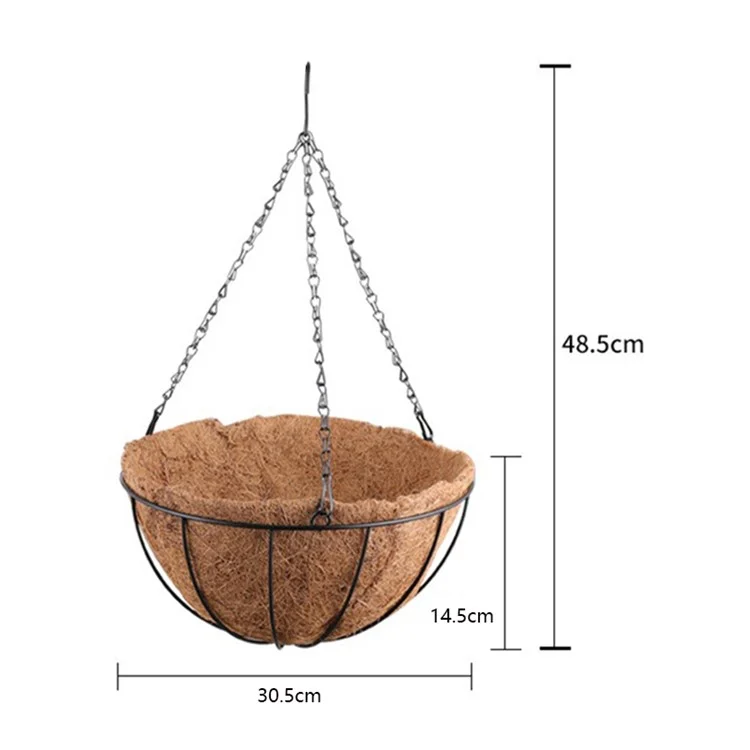 001-YZ01 12-inch Flower Pot Decorative Hanging Planter Basket with Coir Liner (Round Shape)