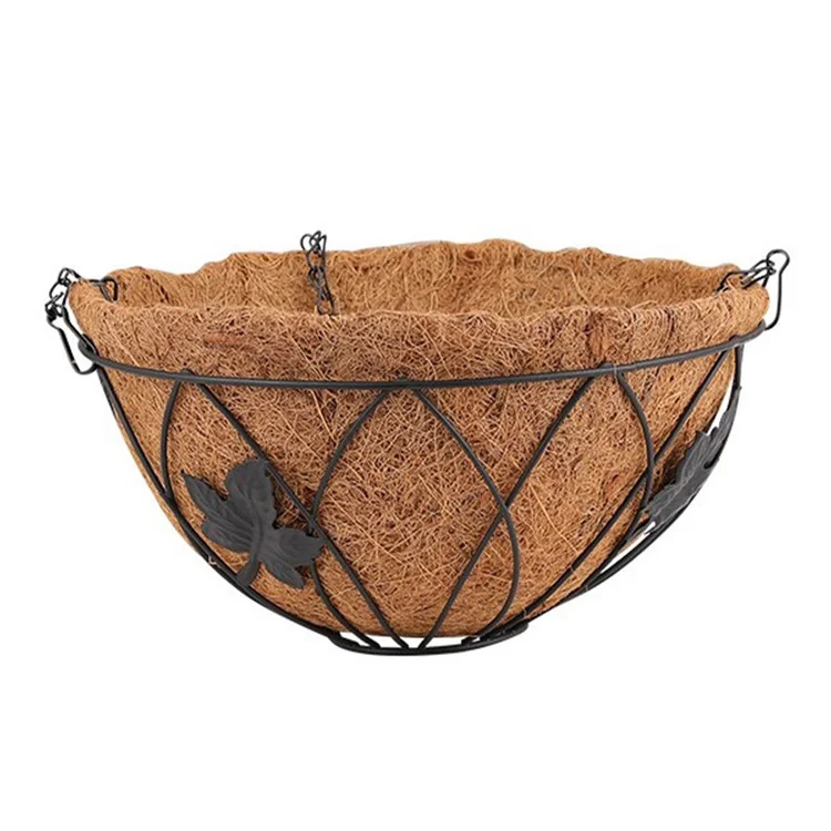 001-YZ01 12-inch Maple Leaf Design Flower Pot Coir Liner Hanging Planter Basket