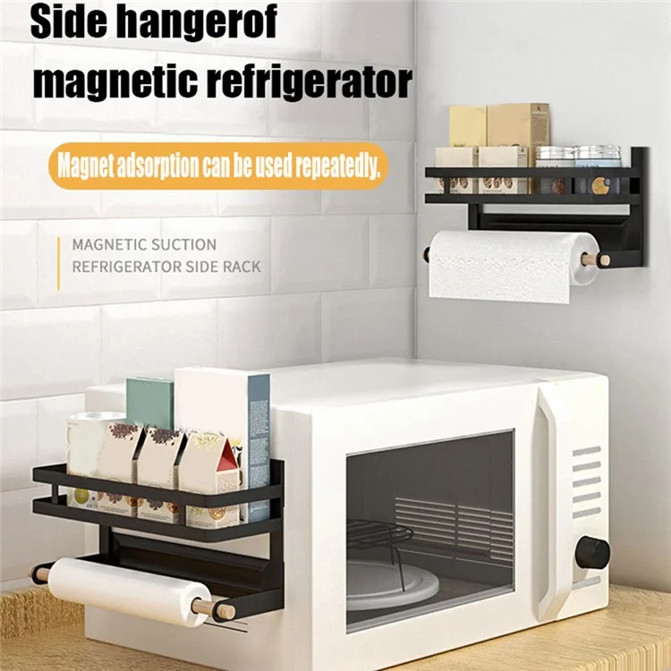 003XH-002 Support magnétique sans perçage pour réfrigérateur, étagère de rangement pour la cuisine, distributeur d'emballage, porte-serviette