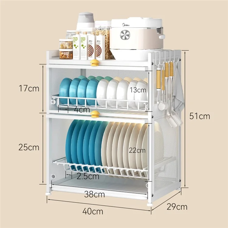OGJ-WDJ018 Étagère de séchage de vaisselle en acier au carbone avec porte - Blanc