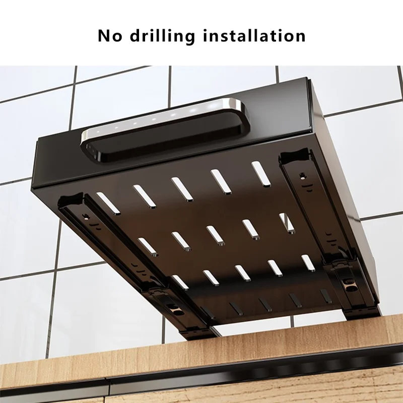 Pull Out Spice Rack Organizer for Cabinet Metallic Carbon Slide Rail Organizer Shelf - White