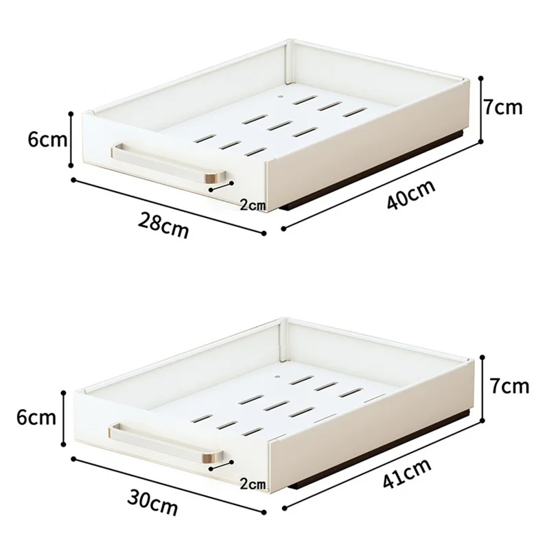 Pull Out Spice Rack Organizer for Cabinet Metallic Carbon Slide Rail Organizer Shelf - White