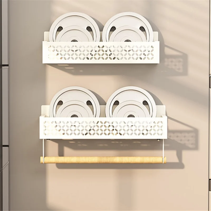 2Pcs Magnetic Spice Rack For Refrigerator Hanging Storage Rack Iron Storage Shelf - Black / Small+Big