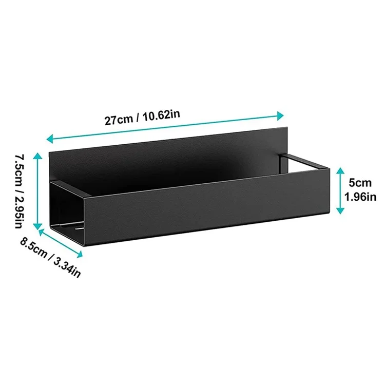 Refrigerator Side Storage Rack Drill Free Magnetic Condiment Holder Shelf, Black / S