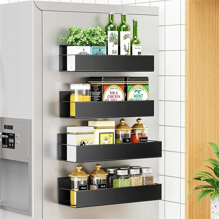 Magnetic Spice Rack For Refrigerator 29.5x7.5x5cm Hanging Metal Storage Shelf for Kitchen