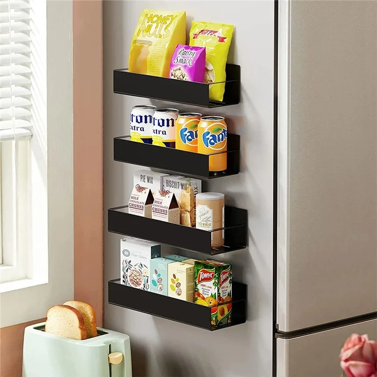 Magnetic Spice Rack For Refrigerator 29.5x7.5x5cm Hanging Metal Storage Shelf for Kitchen