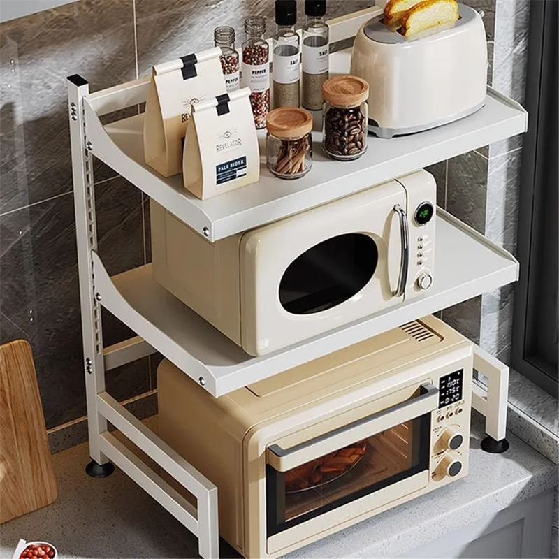 006-WBL-6972A-58 Microwave Oven Rack 2 Tiers Adjustable Shelf Kitchen Organizer - Black